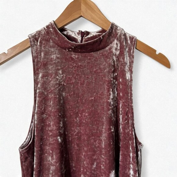 Cynthia Rowley Sleeveless Mini Dress Pink Crushed Velvet A-Line Party Dress 90s - Picture 2 of 11